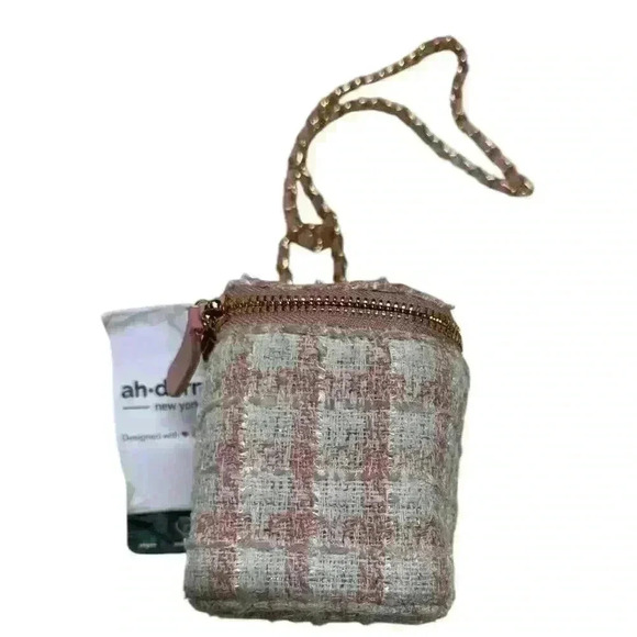 Ah-Dorned Pink Plaid Small Fragrance Bag with Crossbody Chain Zip Close - Picture 10 of 16